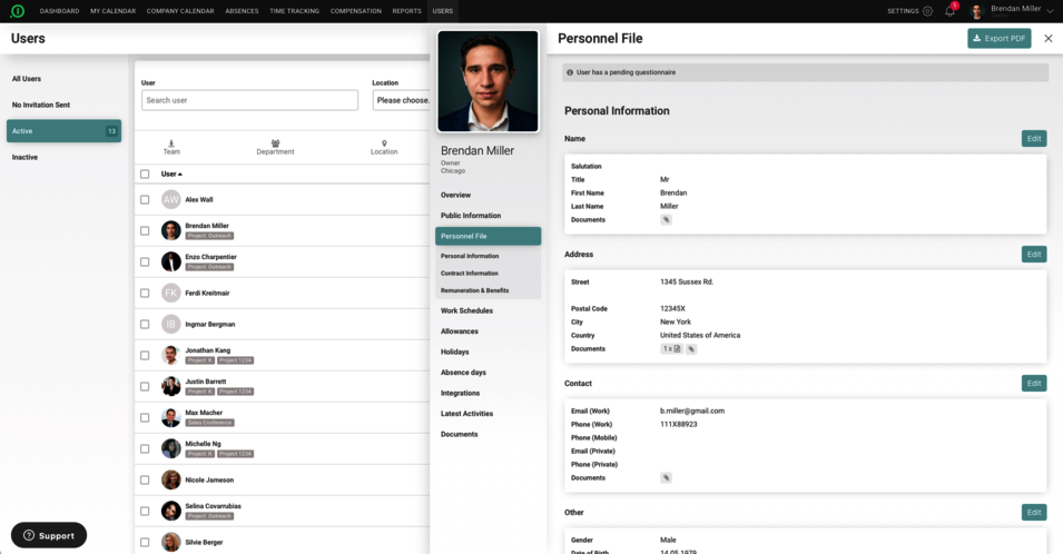A digital personnel file of an employee with all important personal data.